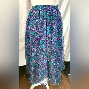 Vintage Brownstone Studio Black, Multicolored Floral Midi Skirt, Modern Size S